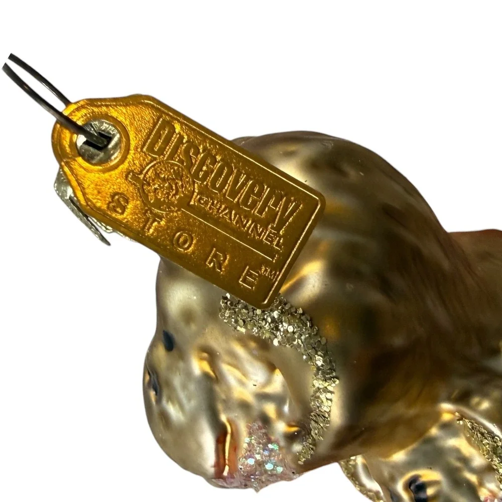 Discovery Store Gold Monkey Holding Baby Glass Ornament Christmas Tree Decor‎